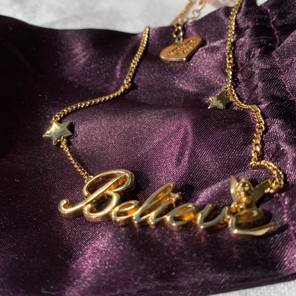 Disney Tinkerbell “Believe” 14k gold plated necklace with signature pouch - Picture 7 of 15